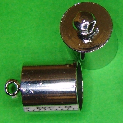 2 Endkappen Ø 8mm mit Öse rund zum Einkleben für Band