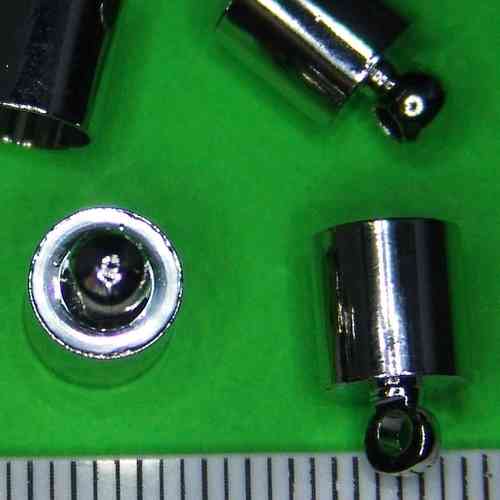 4 Endkappen Ø 6mm mit Öse rund zum Einkleben für Band