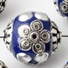 Kashmiri Perle Blume- reich verzierte Schmuckperle dunkelblau