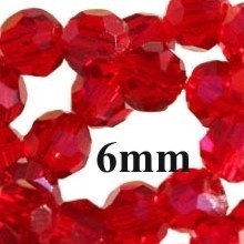 20 Glasschliffperlen Ø6mm rot rund  facettiert
