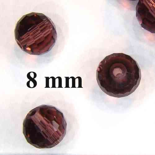 15 Glasschliffperlen amethyst 8mm rund  facettiert
