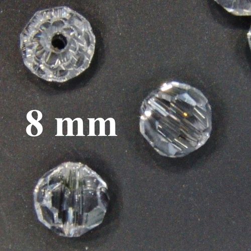 15 Glasschliffperlen kristall 8mm rund facettiert