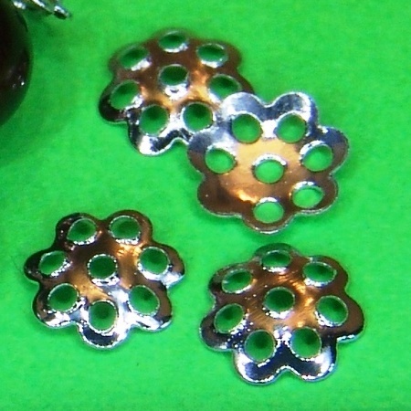 50 filigrane Perlenkappen 6mm dunkelsilber