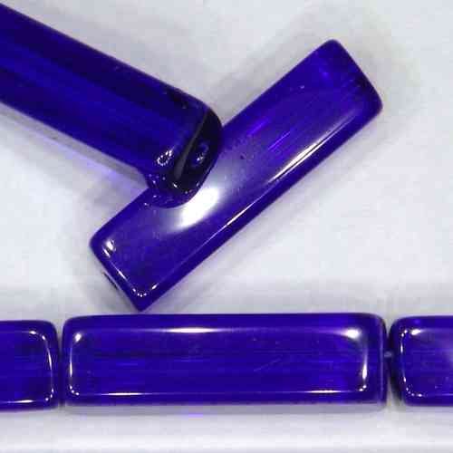 15 längliche Quader Glasstifte Glasperlen royalblau 20x5mm