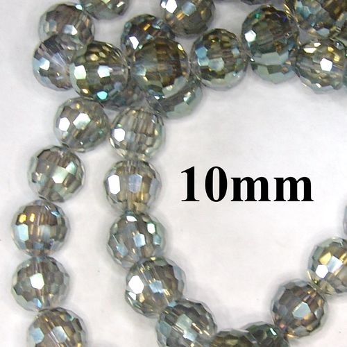 10 Glasschliffperlen golden green crystal 10mm rund facettiert