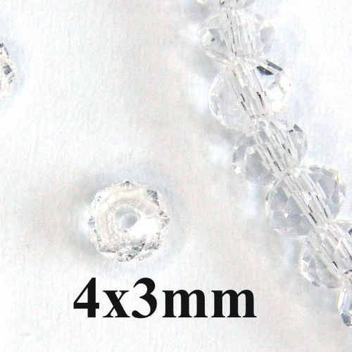 25 Glasschliffperlen Rondell kristall 4x3mm facettiert