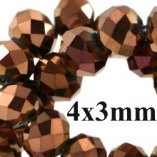 25 Glasschliffperlen Rondell braun metallic 4x3mm facettiert