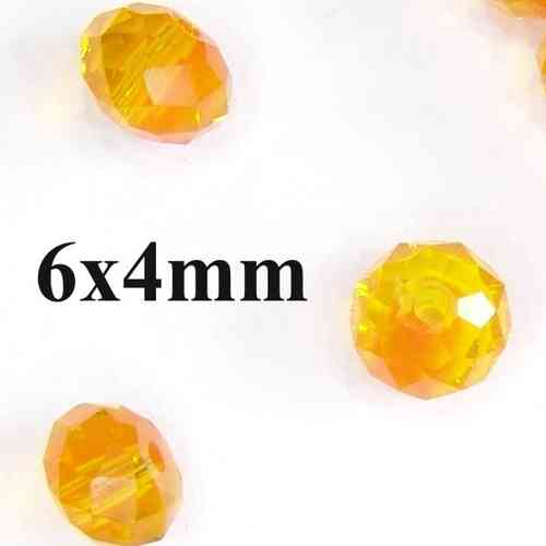 20 Glasschliffperlen Rondell orange 6x4mm facettiert