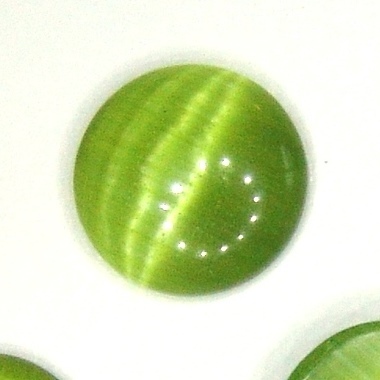 4x Glascabochon Cateye grün 10mm rund Kuppel Klebstein