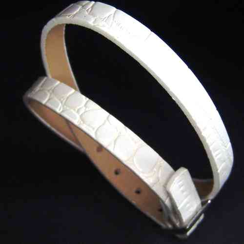 Doppel Armband weiß mit Schnalle Kunstleder mit Struktur
