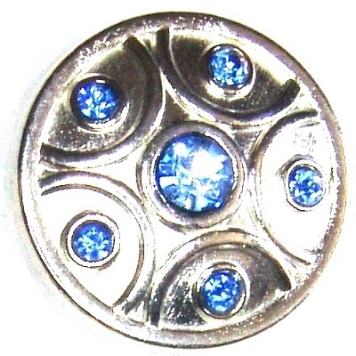 Schild /Strasssteine saphirblau Chunk Button de luxe Gr.L
