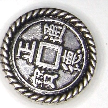 Chinesische Münze Metall Chunk Druckknopf Gr.L