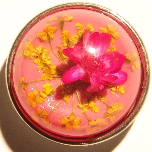 Chunk Button de luxe Gießharz Trockenblumen rosa Gr.L