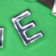 Alphabet Schiebeperle Buchstabe "E" beidseitig für flaches Band