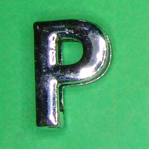Alphabet Schiebeperle Buchstabe "P " beidseitig für flaches Band