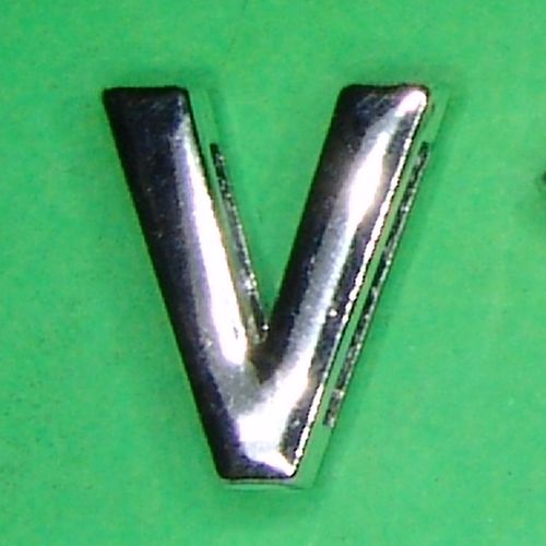 Alphabet Schiebeperle Buchstabe "V " beidseitig für flaches Band