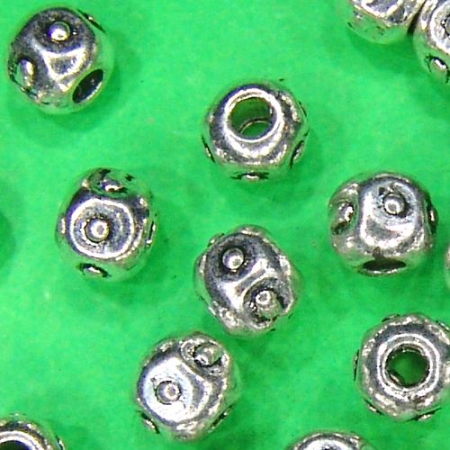 20 Metallperlen kleine Kugel m. Kügelchen  Dots
