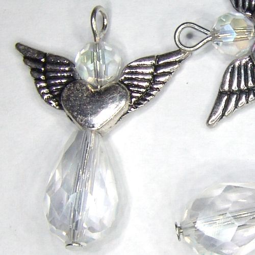 Perlen Engel Anhänger 3D Herzflügel Kristalltropfen kristall AB