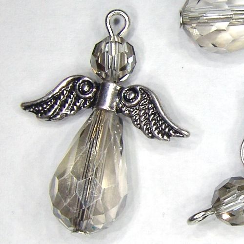 Perlen Engel Anhänger 3D Kristalltropfen blackdiamond