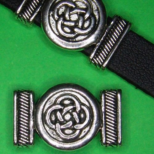 Lange Schiebeperle keltischer Knoten rund für flaches Band