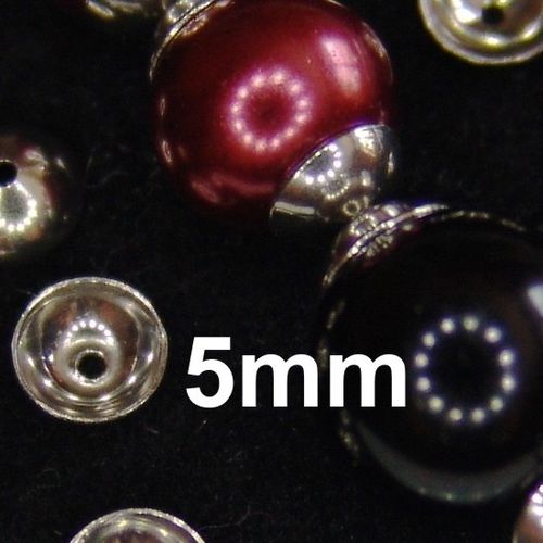 20 Perlenkappen Stahl rostfrei 5mm schlicht stabil