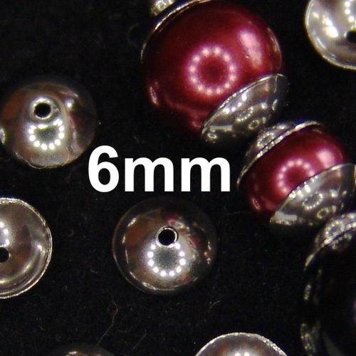 20 Perlenkappen Stahl rostfrei 6mm schlicht stabil