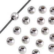 10 Perlen Edelstahl Ø3mm gr. Loch 1,3mm schwere Qualität