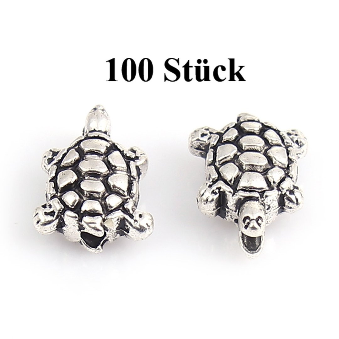 100 Schildkröte Motivperle Metall Loch 1,2mm Aktionspackung!