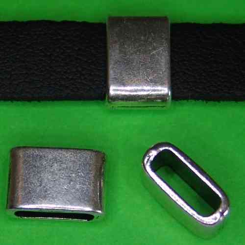 2x Schiebeperle glatt  breit für 1cm Lederband